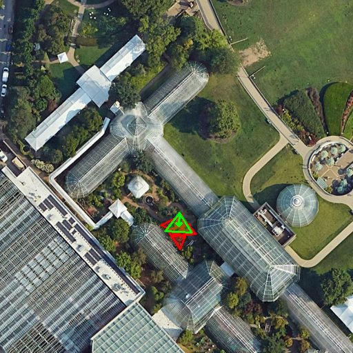 DL3DV satellite view with camera frustums