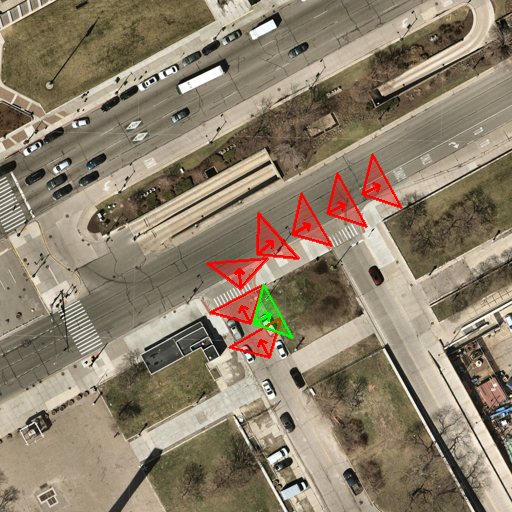 Metropolis satellite view with camera frustums